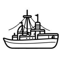 Sleek outline icon of a boat for versatile designs. vector