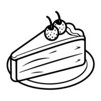 Delightful outline icon of a cake slice for versatile designs. vector