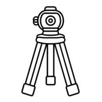 Sleek outline icon of a camera tripod, ideal for photography-related designs. vector