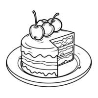 Delightful outline icon of a cake slice for versatile designs. vector