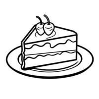 Delightful outline icon of a cake slice for versatile designs. vector