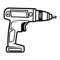 Sleek outline icon of a cordless drill, perfect for DIY-themed designs. vector
