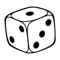 Classic outline of dice icon for timeless designs. Symbol of chance and luck. vector