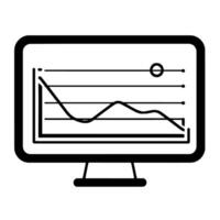 Modern outline icon of a chart monitor for data-driven designs. vector