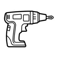 Sleek outline icon of a cordless drill, perfect for DIY-themed designs. vector
