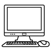 outline of a computer icon, ideal for technology-related designs. vector