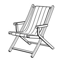 Relaxing deck chair outline icon for versatile designs. vector