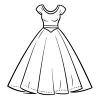 Elegant outline icon of a women's wedding dress for bridal designs. vector