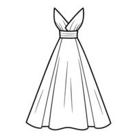 Elegant outline icon of a women's wedding dress for bridal designs. vector