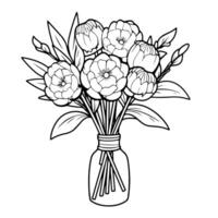 Stylish outline icon of an elegant flower bouquet, perfect for floral designs. vector