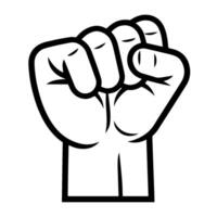 Powerful outline icon of fist teamwork, ideal for team-building designs. vector