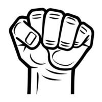 Powerful outline icon of fist teamwork, ideal for team-building designs. vector