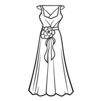 Elegant outline icon of a women's wedding dress for bridal designs. vector
