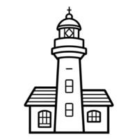 Nautical harbor lighthouse outline icon. vector