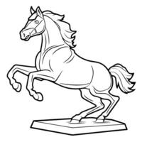 agraciado caballo estatua contorno icono. vector