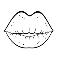 Plump lip outline icon. vector