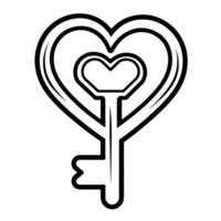 Charming outline of love key icon for romantic designs. Symbol of affection. vector