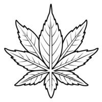 Sleek outline icon of a marijuana leaf. vector