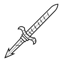 Sleek outline icon of a medieval sword. vector