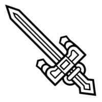 Sleek outline icon of a medieval sword. vector
