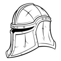 Intricate outline icon of a medieval knight helmet. vector