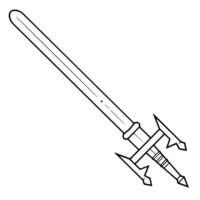 Sleek outline icon of a medieval sword. vector