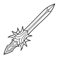 Sleek outline icon of a medieval sword. vector