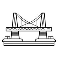 outline icon of a metal bridge for engineering designs. vector