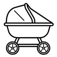 outline icon of a newborn pram for baby-related designs. vector