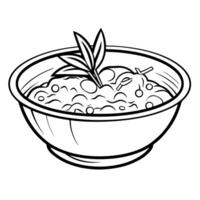 Simplistic oatmeal bowl outline icon for food-related projects. vector