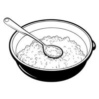 Modern oatmeal pan outline icon ideal for culinary designs. vector