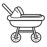 outline icon of a newborn pram for baby-related designs. vector