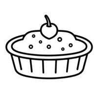 Simple pie outline icon for bakery-themed designs. vector