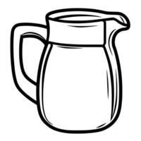 Simple pitcher of milk outline icon for dairy designs. vector