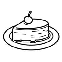 Simple pie outline icon for bakery-themed designs. vector