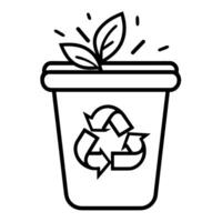 Sleek recycle bin outline icon for eco-friendly designs. vector