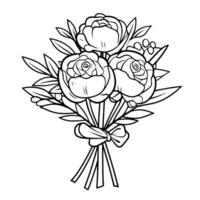 outline icon of a rose bouquet, ideal for floral designs. vector