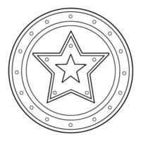 outline icon of a round army shield for military designs. vector