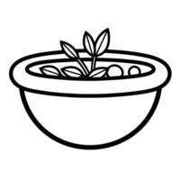 Warm up designs with a soup outline icon, perfect for culinary projects vector