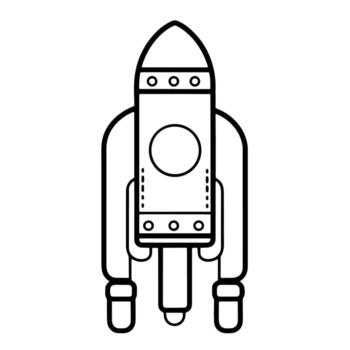 Sleek spaceship icon with outlined design, perfect for futuristic projects. vector
