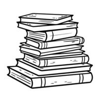 outline icon of a stack of books, ideal for education designs. vector
