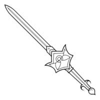 illustration of a sword outline icon, ideal for medieval and fantasy themes. vector