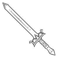 illustration of a sword outline icon, ideal for medieval and fantasy themes. vector