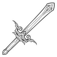 illustration of a sword outline icon, ideal for medieval and fantasy themes. vector