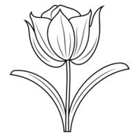 outline icon of a tulip for floral designs. vector
