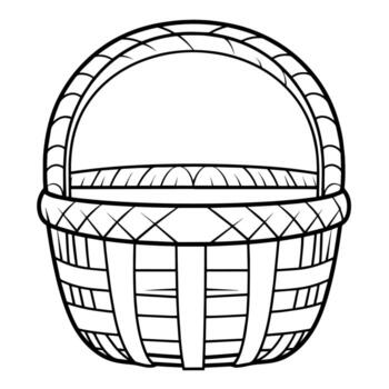 outline icon of a wicker basket, perfect for rustic designs. vector