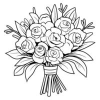 outline icon of wedding flowers for bridal designs. vector
