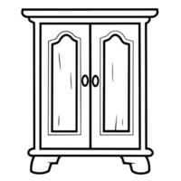 outline icon of a wooden cabinet for furniture designs. vector