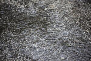 Asphalt with falling rain drops photo