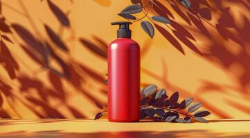 Soap Bottle Next to Plant photo